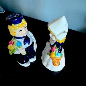 Charming Danish Porcelain Salt and Pepper Holders
